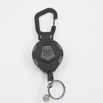 Steel Retractable Cord Keychain Anti Theft ID Badge Holder Reel Carabiner Heavy Duty Lanyard Telescopic Keychain gray
