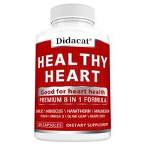 Healthy Heart Formula - Premium 8 in 1 Nutrient Supplement with CoQ10, Omega 3, Garlic & Hawthorn for Daily Cardiovascular Health 120PCS