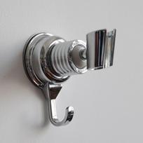 Bathroom Wall Mount Bracket Strong Suction Cup Adjustable Shower Head Holder Chrome Finish Modern Design Easy Installation (as the picture,ABS Plastic)