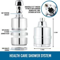 15 Stage Modern Design Bathroom Shower Head Filter Polished Chrome Finish High Pressure Water Saving Wall Mounting 3-Year (as the picture,ABS Plastic)