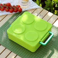 Creative Building Blocks Lunch Box Picnic Salad Bento Box Microwave Available Heating Student School Office Fruit Food Container 4&1 neoninės žalios spalvos