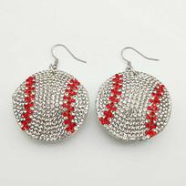 Hip Hop Baseball Softball Crystal Dangle Earrings for Men Women Orange Color Ball Sports Style Drop Earring JewelryZZZ1060
