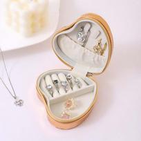 Velvet Travel Jewelry Organizer Box Soft Lining Heart-shaped Jewelry Storage Boxes PU Leather Anti-Scratch