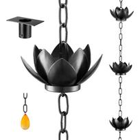 Oak Leaf Rain Chain with Adapter,  Adjustable Lotus Rain Catcher Chain for Gutters Outside Downspout, for Divert Water and Home Display, Black juoda