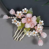Hanfu Headwear Hair Jewelry Side Hair Comb Hair Clip Earring Headwear for Friends Girlfriend Wife Novel Gift