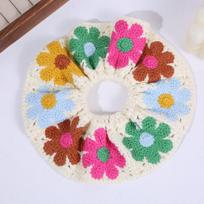 Elegant Bohemian Style Crocheted Flower Scrunchies Elastic Flores Knitted Hair Rope Woven Handmade Sweet Hair Tie Daily XXS