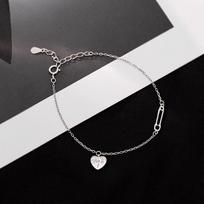 S925 sterlingo sidabro paauksuota paprasta širdies formos apyrankė su universalaus temperamento anglišku meilės segtuku, itin dailiu rankų papuošalu Adjustable size