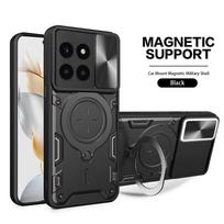 Metalinis žiedas Apsauginis dėklas kamerai, skirtas Honor Magic 6 Pro Magic6 Lite Honor X9B X9A Šarvuotas Hibridinis Besisukantis Laikiklis Viršelis For Magic 6 Pro juoda