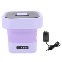 Nešiojama skalbimo mašina 100?240V 10L automatinė minkšto gręžimo džiovinimo funkcija, sulankstoma mini skalbyklė Purple EU Plug