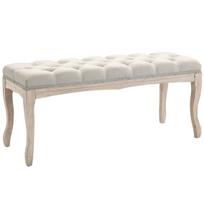 Polsteriuota sėdima lova, guminis medis, linų audinys, beige, 110x40x48 cm