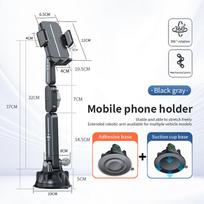 Truck Extended Mobile Phone Holder with Suction Cup for Windshield, Dashboard,and Center Console-Large Articulated Phone Mount pilka spalva