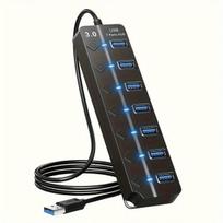 Didelės Spartos 7-Portų USB 3.0 Duomenų Šakotuvas Su Jungikliais