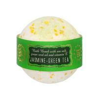 Vonios bombos "Jasmine-Green Tea" su jūros druska ir vynuogių sėklų aliejumi, Saules Fabrika, 145 g