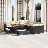 Garden Sofa Set 13 pcs Black Poly Rattan