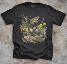 Vintage Frog & Fire Salamander Shirt, Comfort Colors Amphibian Nature Tee 3XL