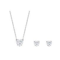 Swarovski Stilla Attract Attract rinkinys širdelės formos auskarai kubinis cirkonis padengtas rodžiu, dirbtinio kristalo vėrinys moteriškas 5646751 sidabras