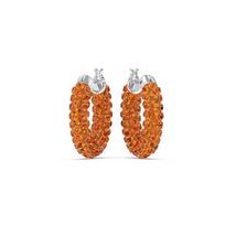 Swarovski TIGRIS Large Circle Decoration Crystal Rhodium Plated Earrings Women's Orange 5610986 oranžinė
