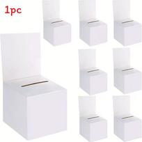 Simple White Voting Container With Slot For Celebrations And Fundraising Activities White 1pc