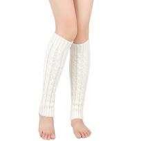 Women Leg Warmer Lolita Loose Long Socks Knitted Warm Foot Covers Ladies Autumn Winter Black White Twist Crochet Socks Boot Cuff 35-39 balta