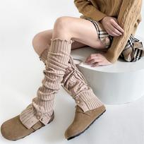 Autumn Winter Button Design Leg Warmers Solid Color Knitted Strap Stocking Over Knee Fashion Versatile Wide Leg Cover Calf Socks One Size