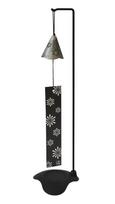 Nambu ironware wind HANABI with chime, style, stand, silver-gray. Itchudo Iwate Japan