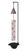 Nambu ironware wind HANABI with chime, style, stand, pink. Itchudo Iwate Japan