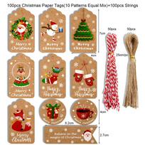 100pcs Christmas Hanging Card for Gift Tree Deco Kraft Paper Labels with Santa Claus Holiday Patterns for Xmas Decoration 100pcs ruda
