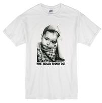 SPANKY WWD? GEORGE MCFARLAND LITTLE RASCALS OUR GANG VINTAGE TV WHITE T-shirt Tops Tees Unisex 4XL