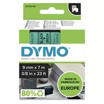 DYMO Autentiškos D1 etiketės | Juodas spaudinys ant žalios juostos | 9 mm x 7 m | Lipnios etiketės LabelManager žymekliams | Pagaminta Europoje