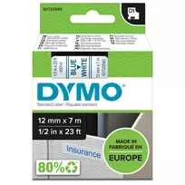 DYMO Authentic D1 etiketės | Mėlynas šriftas ant baltos juostos | 12 mm x 7 m | Lipnios etiketės LabelManager ir MobileLabeler žymekliams | Pagaminta Europoje
