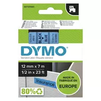 DYMO Authentic D1 etiketės | Juodas spaudinys ant mėlynos juostos | 12 mm x 7 m | Lipnios etiketės LabelManager žymekliams | Pagaminta Europoje
