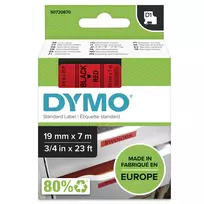 DYMO Originalios D1 etiketės | Juodas spaudinys ant raudonos juostos | 19 mm x 7 m | Lipnios etiketės LabelManager ir MobileLabeler įrenginiams | Pagaminta Europoje