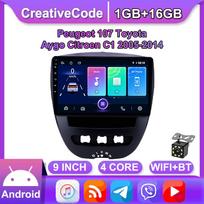 Android 2 Din Car Multimedia Player Peugeot 107 Toyota Aygo Citroen C1 2005-2014 Head Unit Stereo Carplay GPS Navigation BT WIFI 2+32GB 1+16GB
