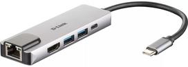 D-Link USB-C 5-in-1 stotelė su HDMI, Ethernet ir Power Delivery