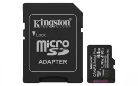Kingston Technology 64GB microSDXC Canvas Select Plus Gen3 100MB/s A1 kortelė su adapteriu