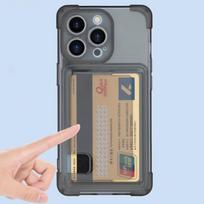Kortelių laikiklis Skaidrus dėklas, skirtas Iphone 15 Pro Max 14 Plus 13 12 11 15Pro 14Pro 13Pro 12Pro Piniginės Kampų apsauga Atsparus smūgiams Apsauginis dangtelis Priedai For iPhone 15 juoda