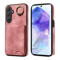 Lengvas kortelių laikiklio lizdų žiedo laikiklio dangtelis telefono dėklas Samsung Galaxy S22, S23, S24, A05, A12, A13, A14, A15, A52, A72, A22, A32, A33, A53, A73, A23, A24... Samsung Galaxy A55 rožinė