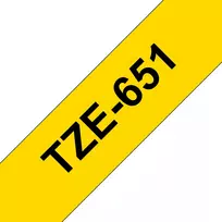 Brother TZE651 lipni juosta etiketėms 24 mm geltona