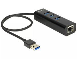 DeLOCK 62653 Juoda Docking Stotelė su USB 3.0 HUB ir Gigabit LAN