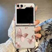 2 vnt. Sulankstomas skaidrus telefono dėklas Samsung Z Flip6 Flip5 Flip4 Flip3, spalvotas drugelio raštas, plonas, smūgiams atsparus kietas PC dangtelis Samsung Z Flip6