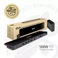 CLUB3D USB Type C 3.2 Gen1 Triple Display Dynamic PD Charging Dock 100W PD Power Charger