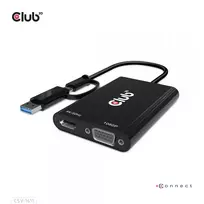 CLUB3D USB Gen1 Type-C/-A į Dual HDMI (4K/30Hz) / VGA (1080/60Hz) adapteris