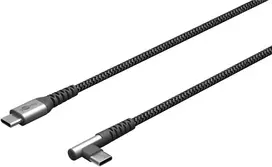 Goobay 64659 USB-C į USB-C tekstilinis laidas su metalinėmis jungtimis, 1 m