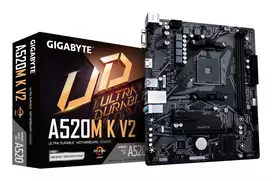 GIGABYTE A520M K V2 pagrindinė plokštė – palaiko AMD Ryzen 5000 serijos AM4 procesorius, iki 5100 MHz DDR4 (OC), PCIe Gen3 x4 M.2, GbE LAN, USB 3.2 Gen 1