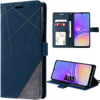 Protective Case - BOOLING - Samsung Galaxy A05 - Navy Blue PU Leather - Shockproof - Card Slots mėlyna
