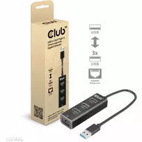USB 3.2 Gen1 3 prievadų USB-A šakotuvas su Gigabit Ethernet – CLUB3D CSV-1430a