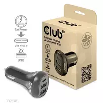 CLUB3D automobilinis nešiojamojo kompiuterio įkroviklis 36 W, cigarečių degtukas, 24 V, juodas