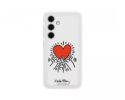 Samsung Flipsuit dėklas Galaxy S24, raudonas su permatomu pagrindu