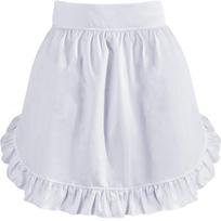 European Style Pure White Princess Half-Body Apron with Ruffle Edge and Double Pockets.