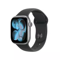 Apple Watch Series 11 GPS 42 mm, „Space Grey“ aliuminio korpusas su juodu sportiniu dirželiu – S/M